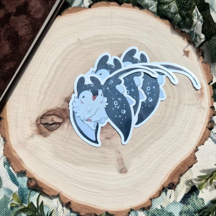 Blue Manta-pup Vinyl Sticker (x5)