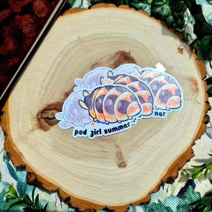 Pod Girl Summer Isopod Holographic Vinyl Sticker (x5)