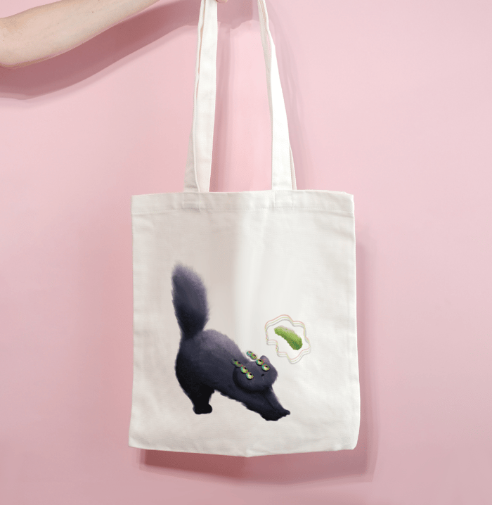 pickle cat tote bag
