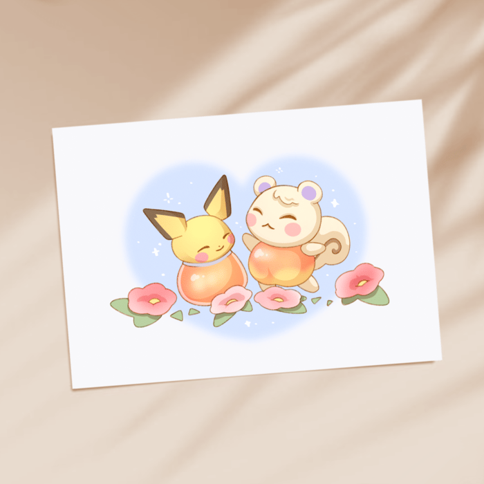 honey pichu & marshall print