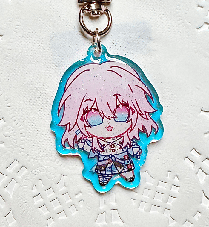 HSR March 7th Rainbow Glitter Acrylic Charm