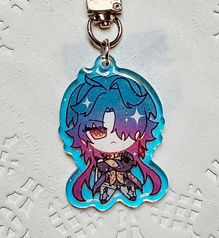 HSR Blade Rainbow Glitter Acrylic Charm