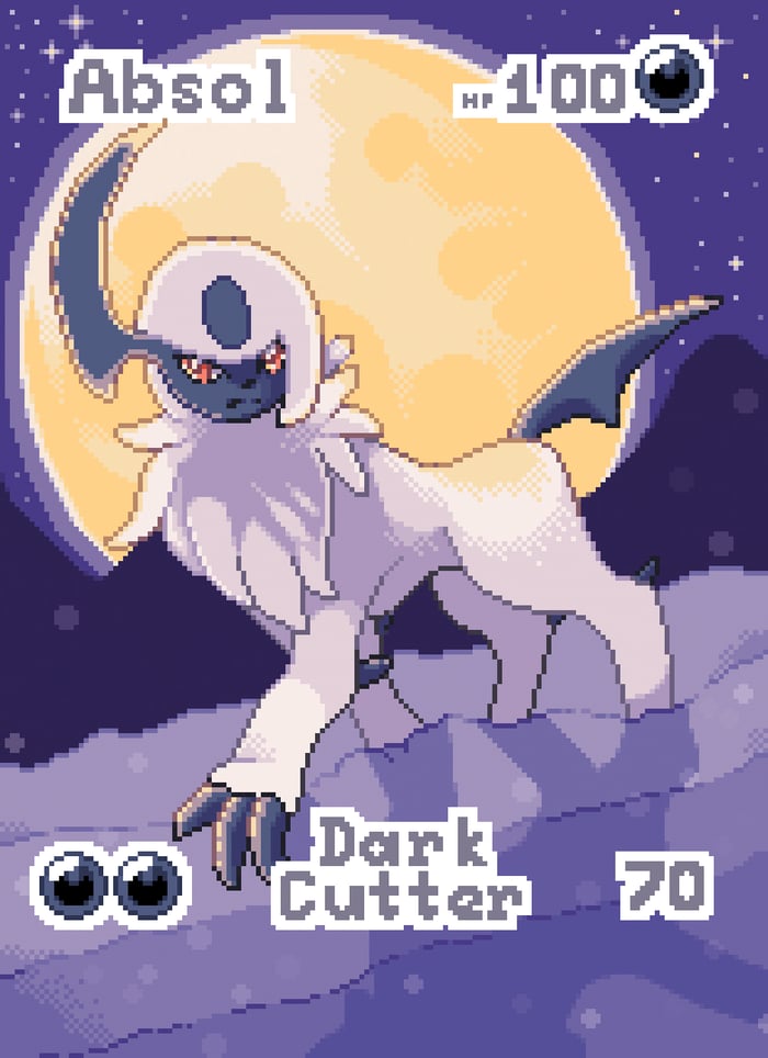 Pixel PKMN: Absol Holographic TCG Card/Token