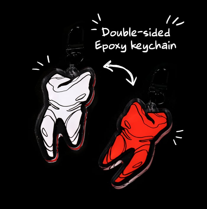 Tooth Double-Sided Epoxy Keychain