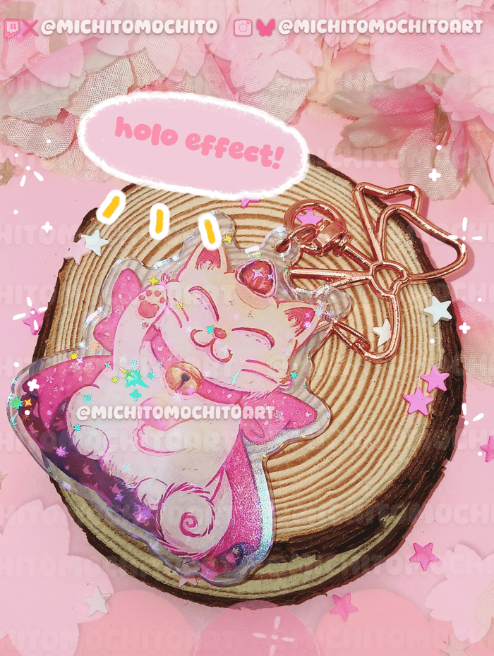 🌸✨Maneki-Neko Mochito - Holographic Acrylic Keychain ✨🌸 (10,34€)*