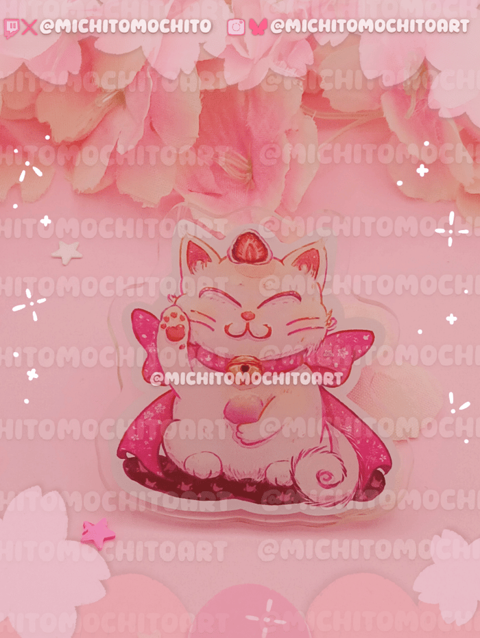 🌸✨Maneki-Neko Mochito - HoloGlass Acrylic Pin ✨🌸(6,89€)*