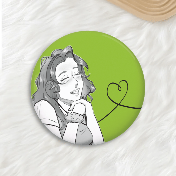 Green Yuri Button Pin (Aya)