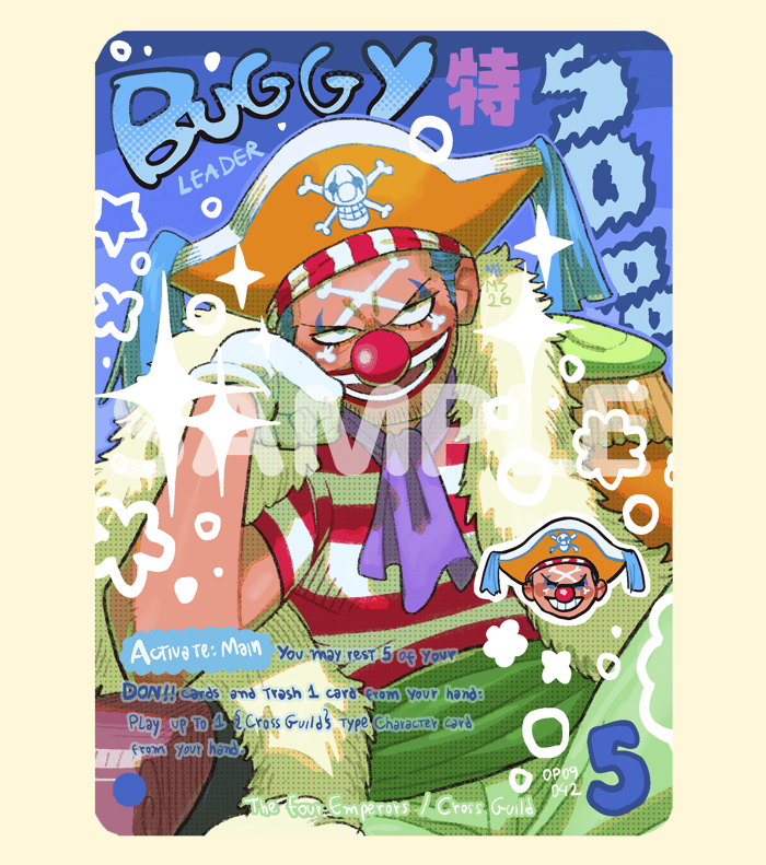 Buggy Op09 Leader l Holographic Texturized Card