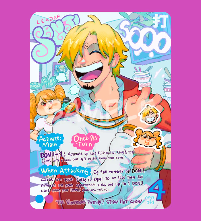 Sanji Op12 variant with Pudding Leader l Holographic Texturized Card