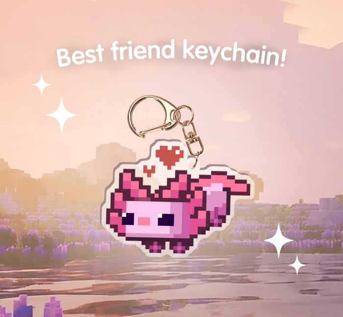 Pink Axolotl - Pet Keychain