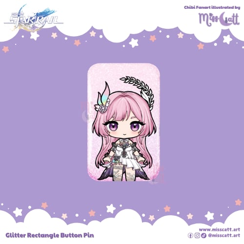 Honkai Star Rail: Cyrene Rectangle Glitter Button Pin