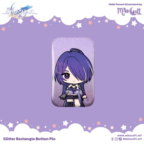 Honkai Star Rail: Acheron Rectangle Glitter Button Pin