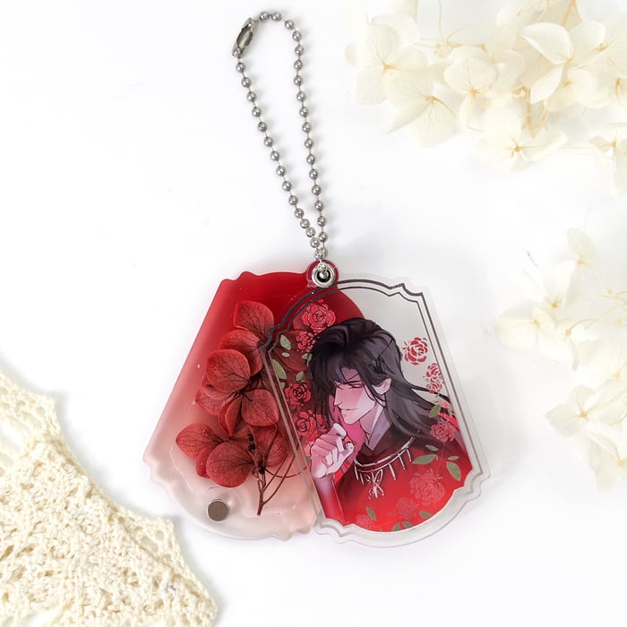Hua Cheng Magnetic Acrylic Pressed Flower Keychain