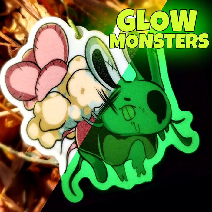 Zombie Bunny Glow In The Dark Acrylic Keychain