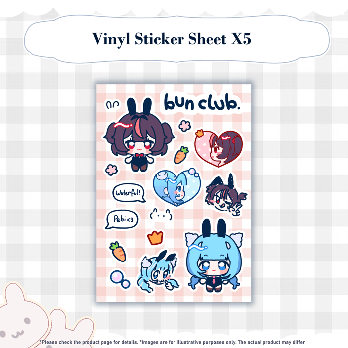 Bun Club Vinyl Sticker Sheet (5pcs)