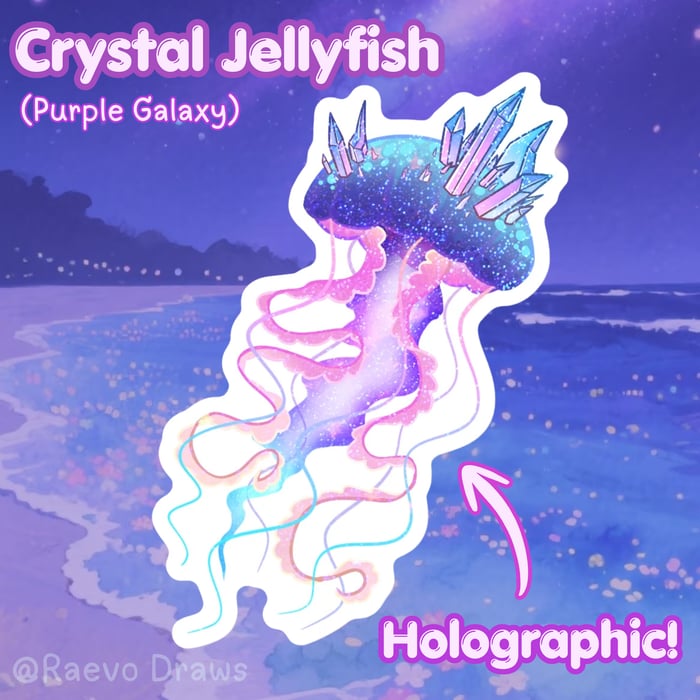 Purple Galaxy Crystal Jellyfish Holo Star Sticker (5pcs)