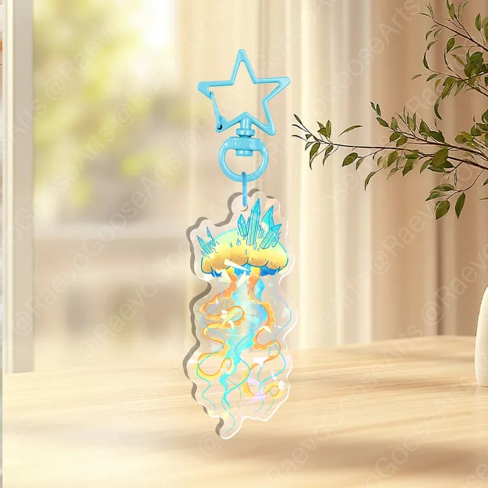 Beach Crystal Jellyfish Keychain - Broken Glass Holo