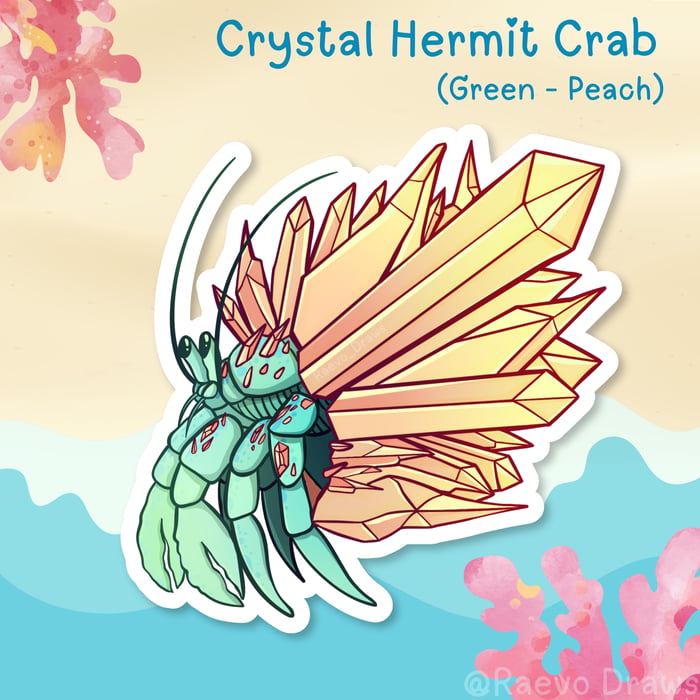 Crystal Hermit Crab - Green Peach Holo (5pcs)