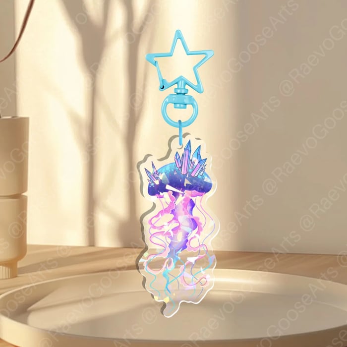 Galaxy Crystal Jellyfish Keychain - Broken Glass Holo