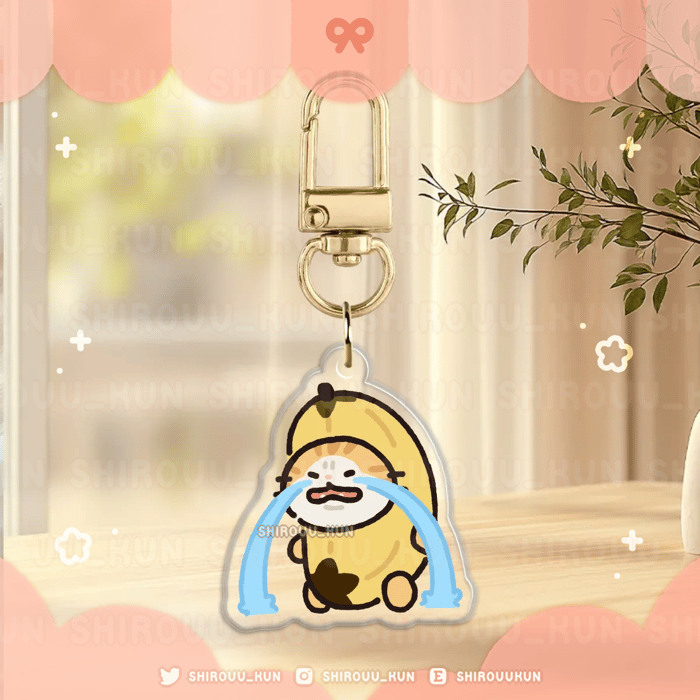 [c. banana crying] cat meme keychain