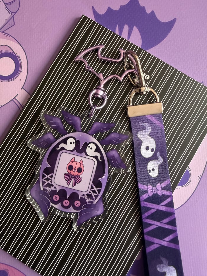 Pumpkin Cat Lanyard Keychain
