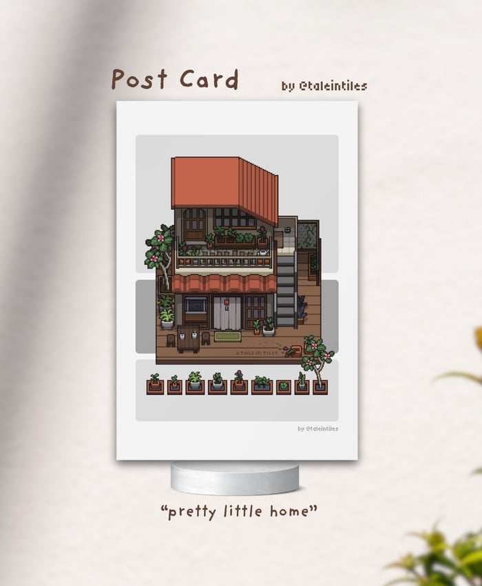 Post Card | Cozy Pixel Art by taleintiles | "pretty little home"