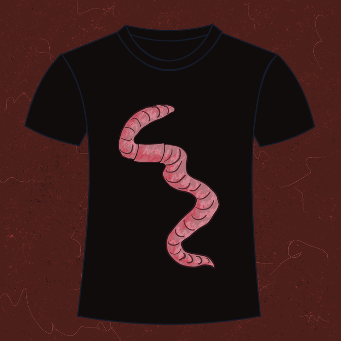 Earthworm printed black t-shirt