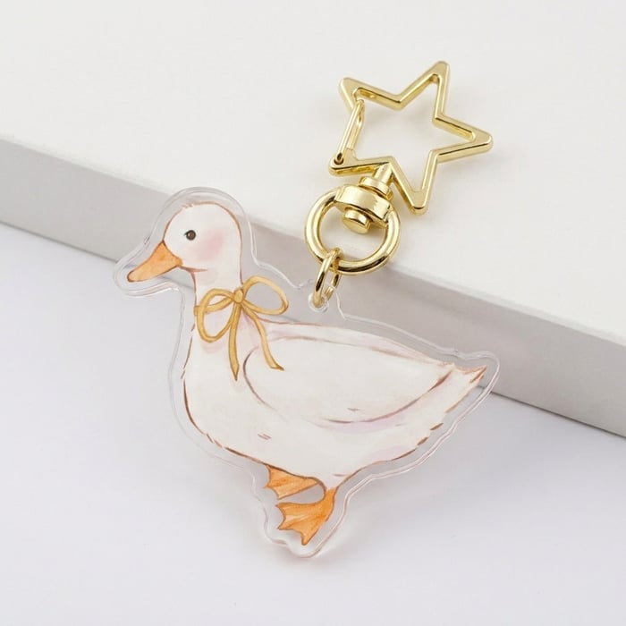 Duck in a bow | Epoxy Keychain