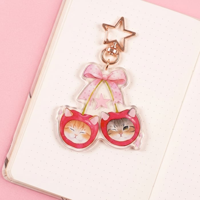 Cherry cats | epoxy Keychain