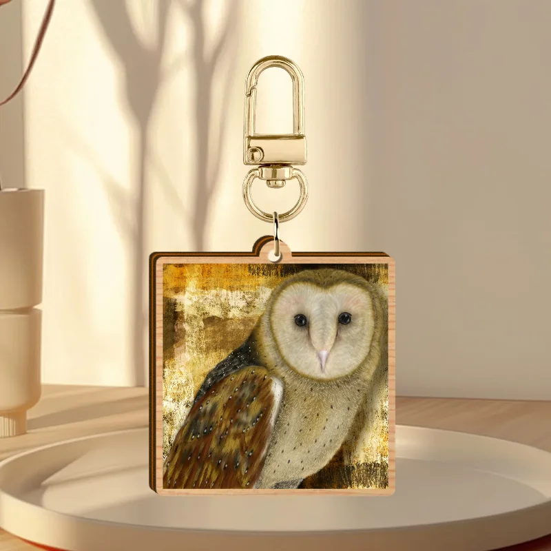 Barn owl Synthetic Wooden Keychain