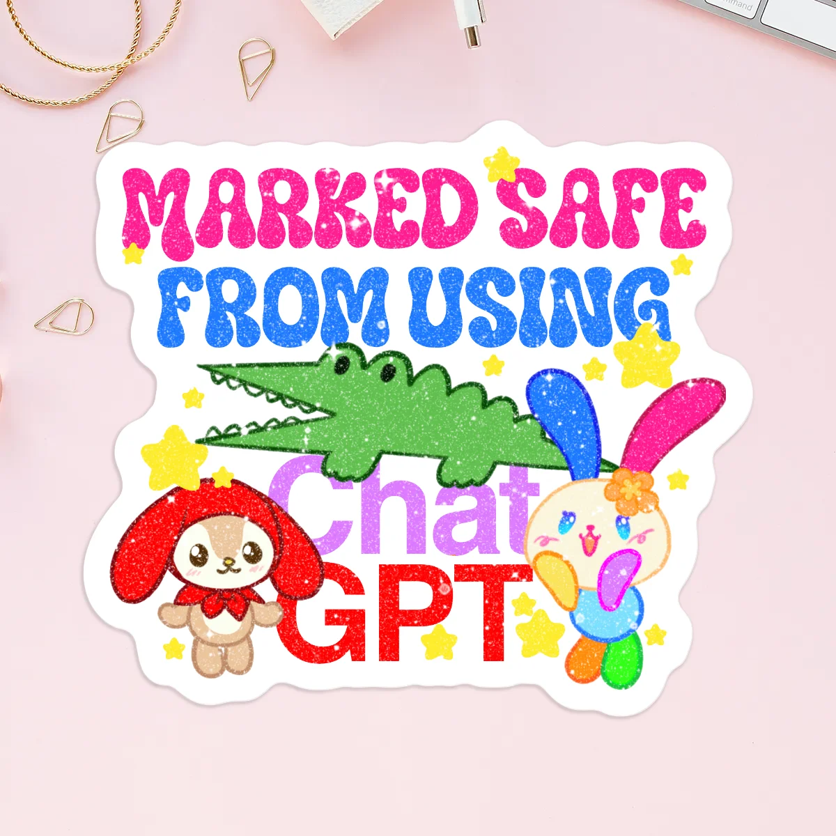 NO GPT Sand Glitter Frosted Stickers