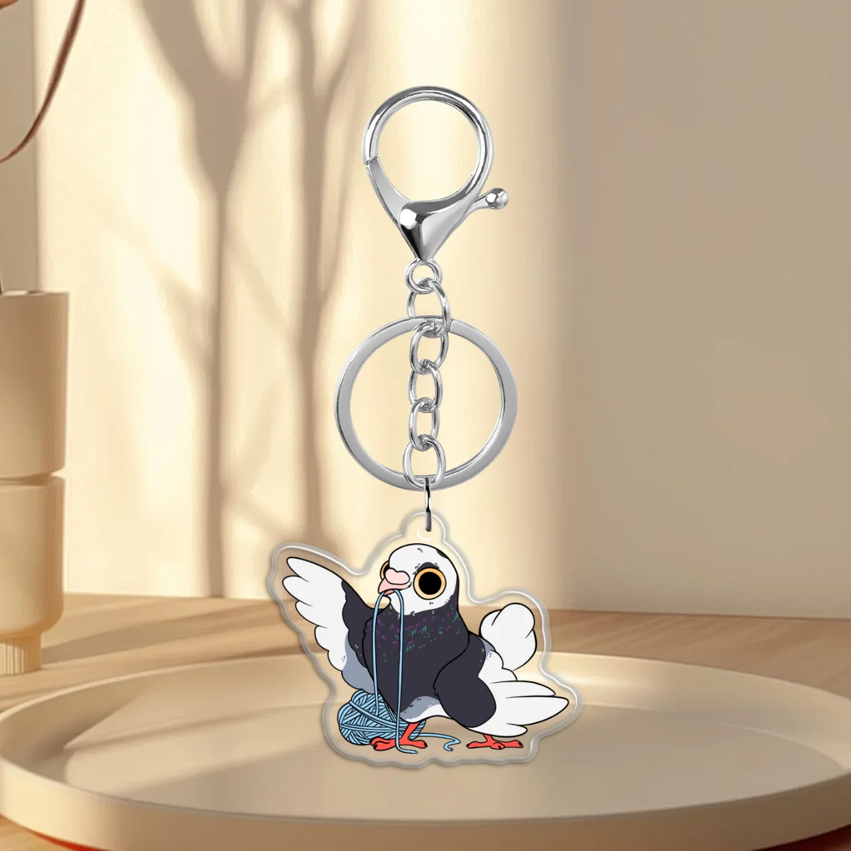 Pigeon Epoxy Holographic Keychain