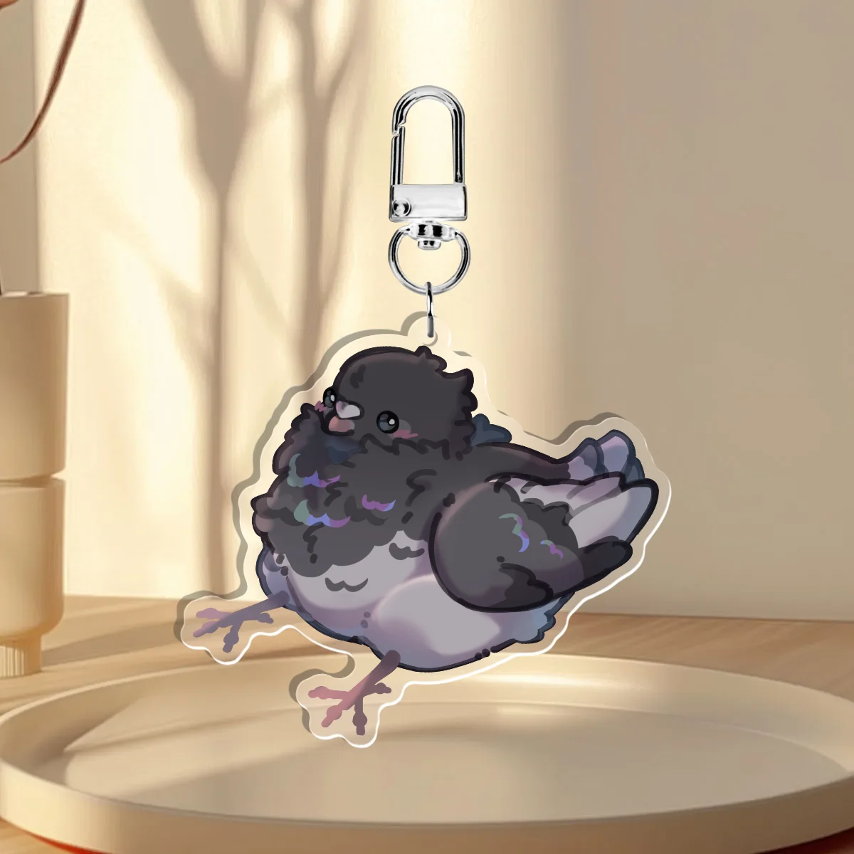 Sitting Pigeon Acrylic Keychain