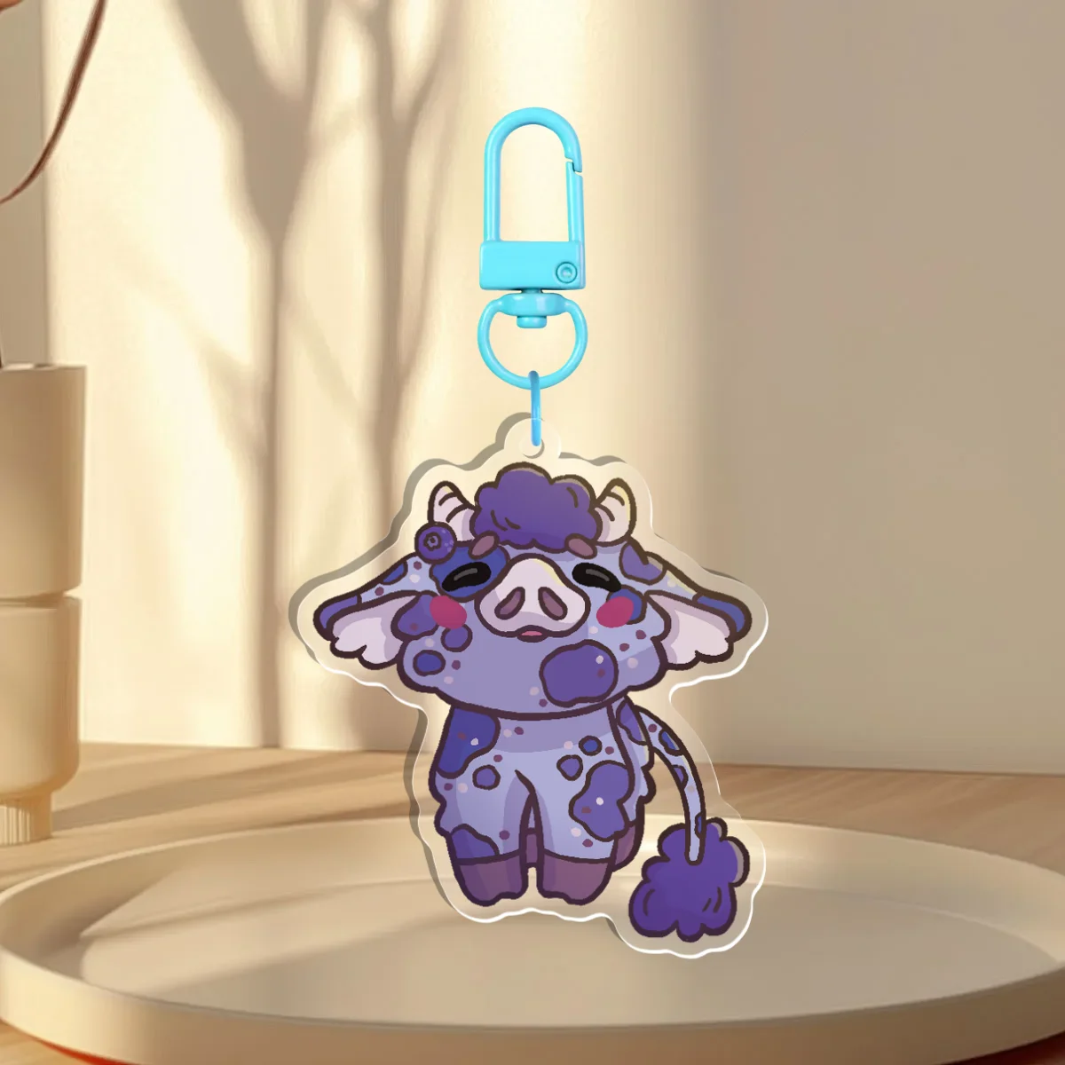 Blueberry Cow Keychain