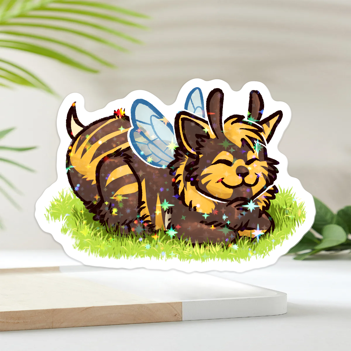 Happy Beecat Loaf Vinyl Star Holographic Stickers
