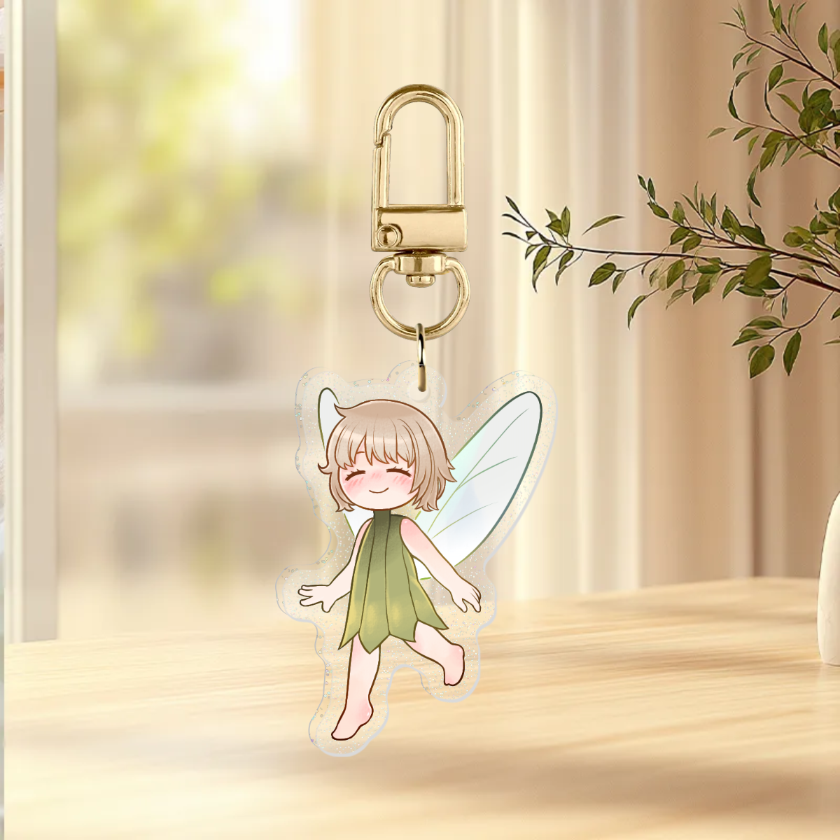 Fairy Falin Glitter Acrylic Keychain