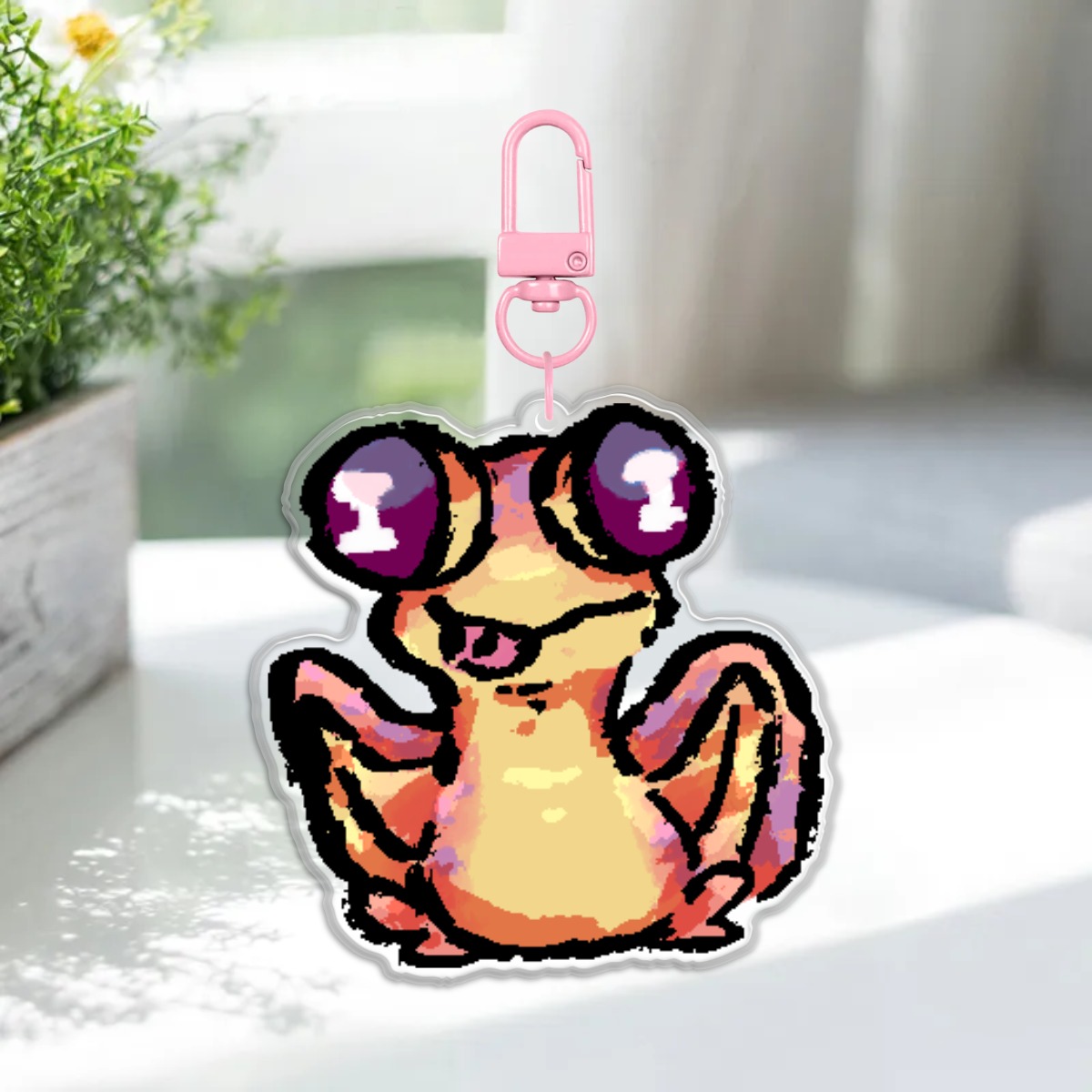 Pink Tongued Beeper Acrylic Keychain
