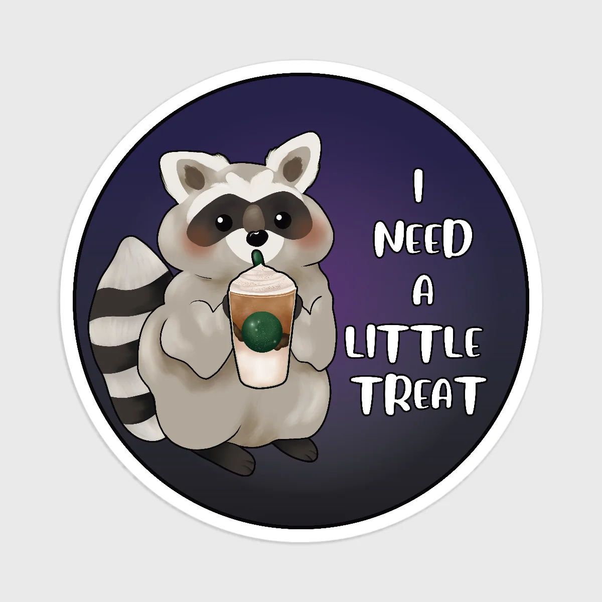 Treat Raccoon Round Sticker (Set of 5)