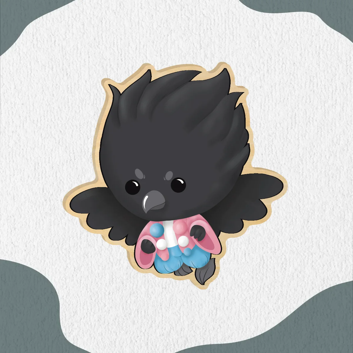Trans Wooden Pride Pin - Tengu