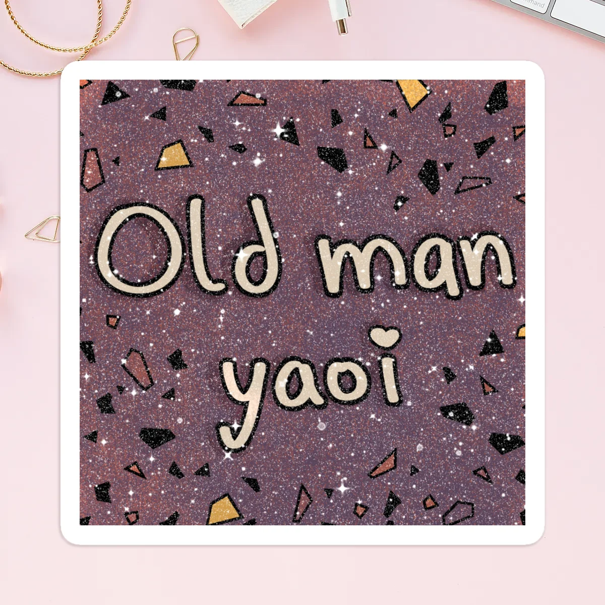 Old man yaoi Sand Glitter Frosted Stickers
