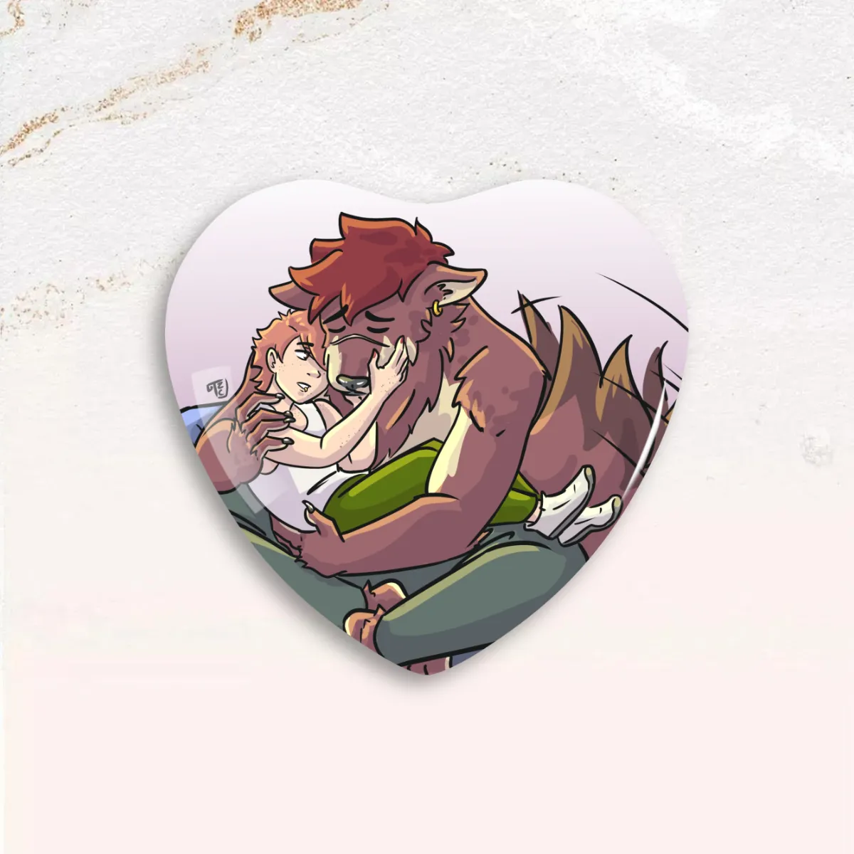 Werewolf boyfriend Heart Shaped Button