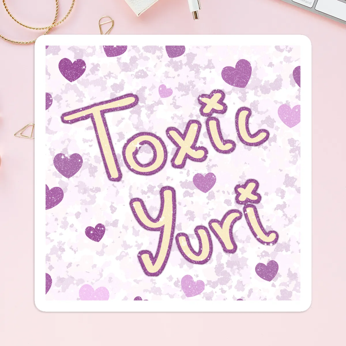 Toxic yuri Sand Glitter Frosted Stickers