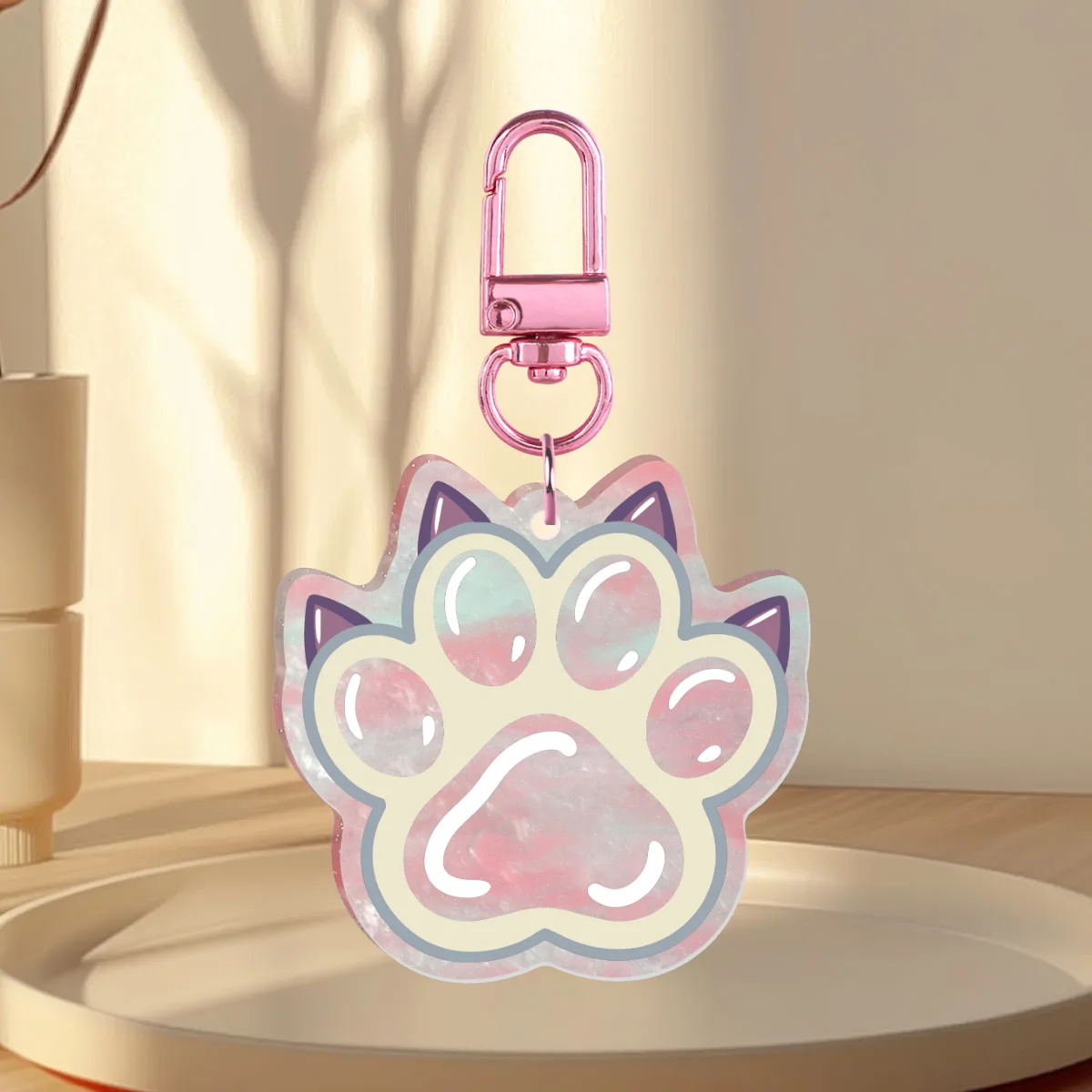 Paw Pearl Acrylic Keychain