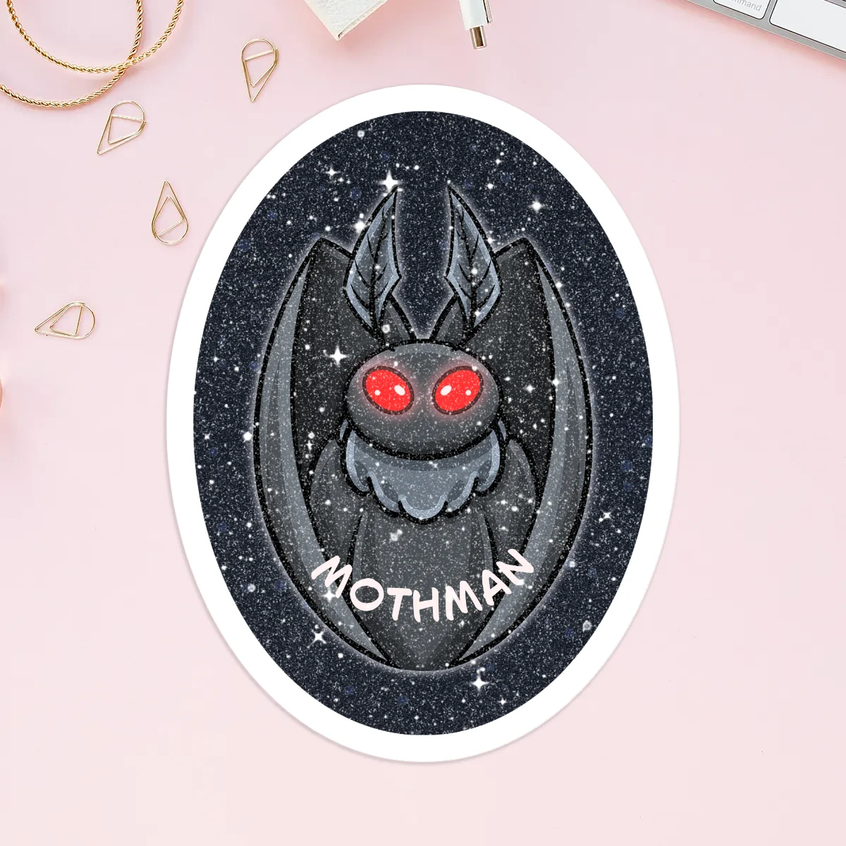 Mothman Sand Glitter Frosted Stickers