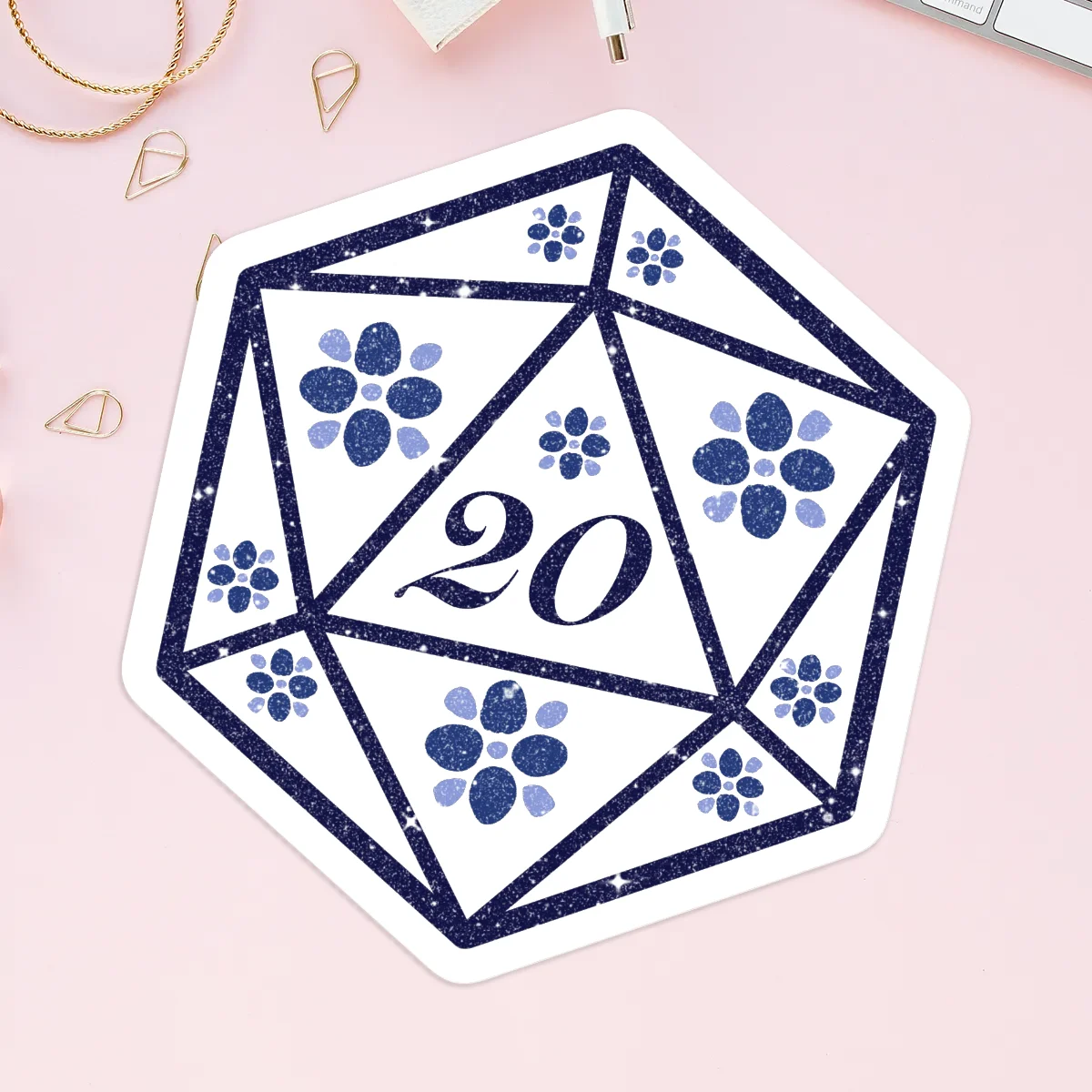 D20 Sand Glitter Frosted Stickers