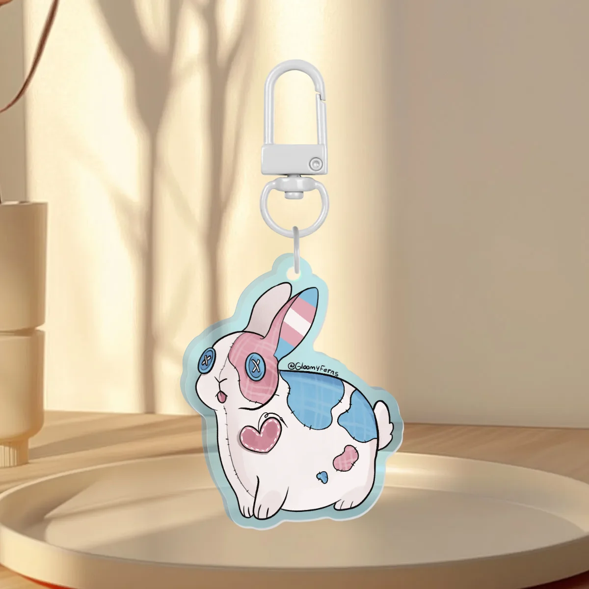 Trans Pride Flag Bunny Rabbit Custom Colored Acrylic Keychains