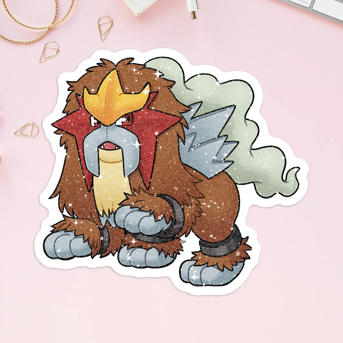 Majestic red beast Sand Glitter Frosted Stickers