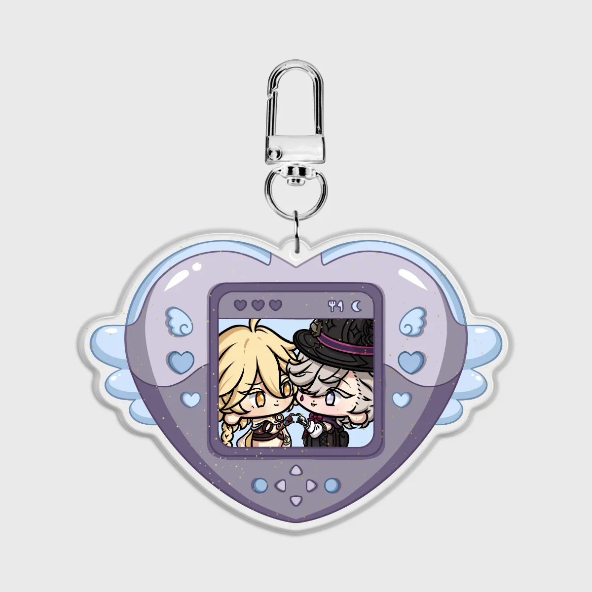 Aether x Lyney (Aelyney) - Heart Ship Keychain