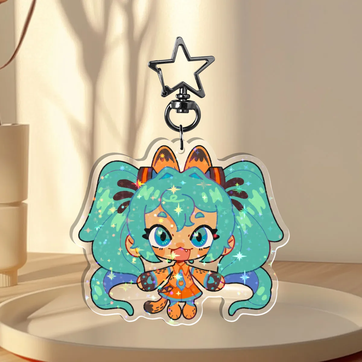 Garfield Miku Holographic Keychain