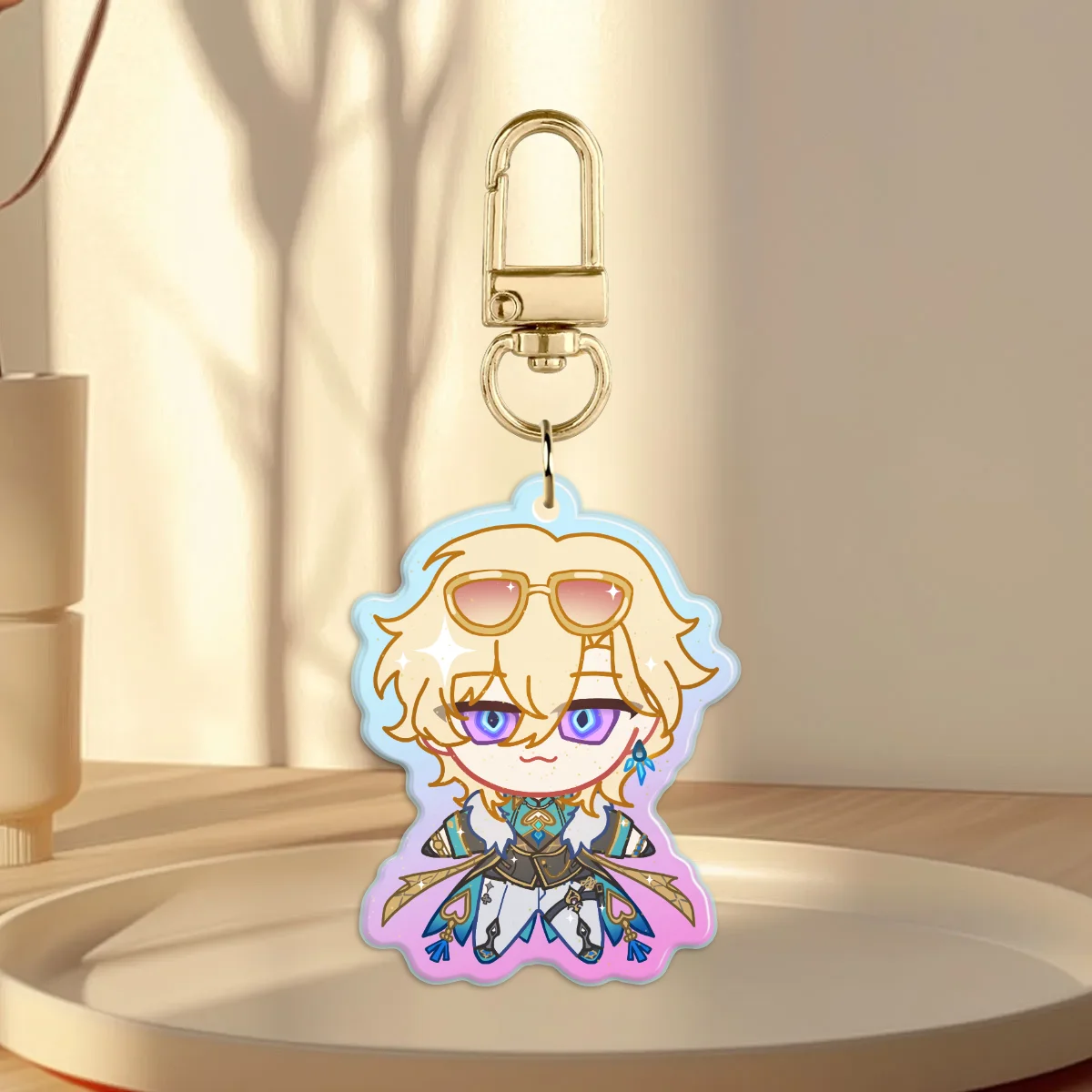 HSR Aventurine Rainbow Glitter Acrylic Charm